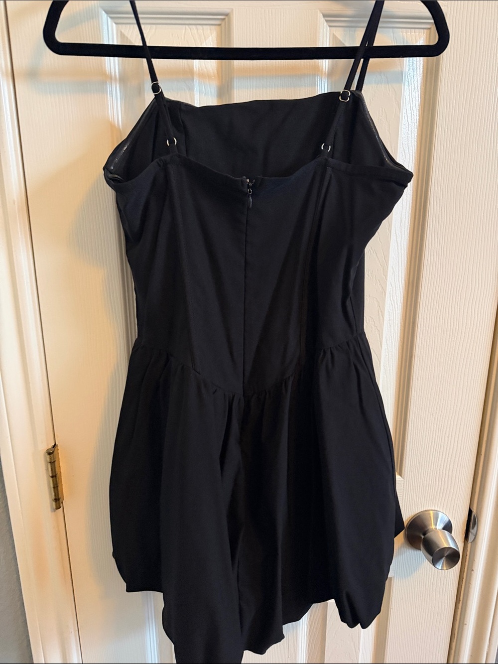 Little Black Spaghetti Strap Skater Bubble Dress - Picture 2 of 8